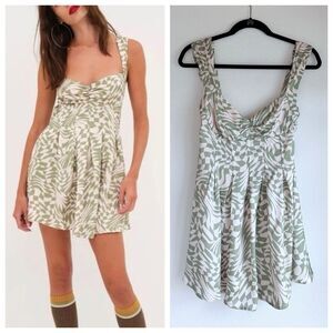 NEW For Love & Lemons August Bow Back Mini Dress in Distorted Check Pink & Green